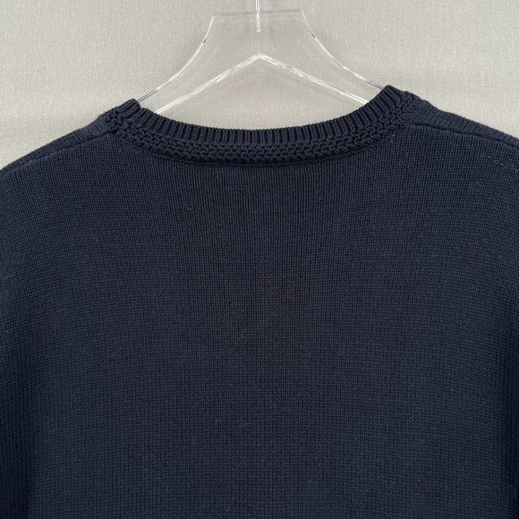 ONE GREY DAY Sweater Womens Small Navy White Crew neck Pullover Stripe Accent - Picture 4 of 9